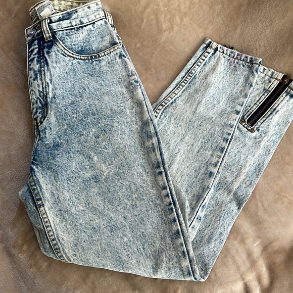 JORDACHE Vintage Acid Wash Ankle Zipper Jeans Sz 7/8 High Waisted Mom Style EUC - Picture 1 of 17